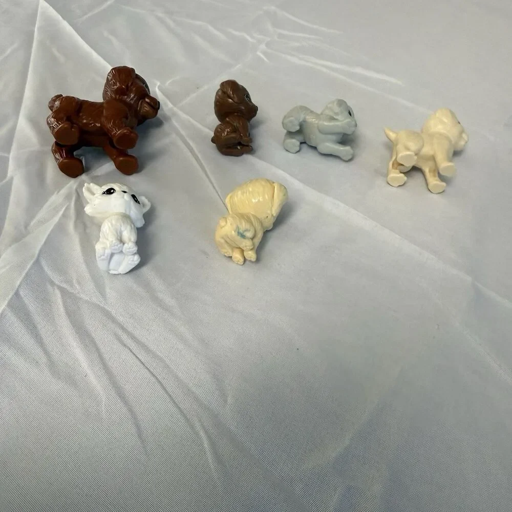 Barbie Doll Pet Dogs Lot of 6 Puppy Figures Mixed Breeds Brown White Cream Small